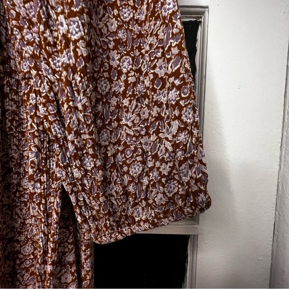 Xmas sale! GAP Splitneck Midi Dress, Size XL, Brown Ditsy Floral, Tie Waist - Picture 14 of 14